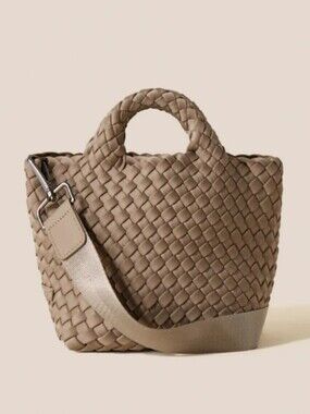 Naghedi St. Barths Mini Woven Tote tan cashmere color W Wallet Pouch